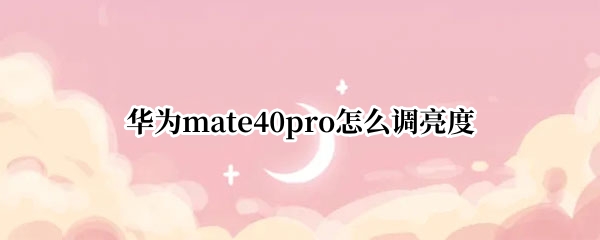 华为mate40pro怎么设置屏幕亮度 设置屏幕亮度方法介绍