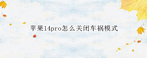 苹果14pro如何关闭车祸模式 关闭车祸模式方法介绍